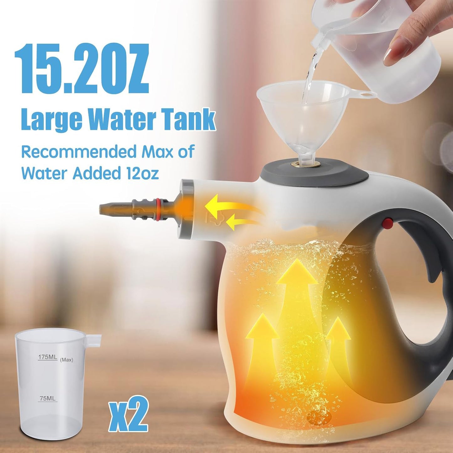 Handheld Steam Cleaner With Safety Lock, 500 Ml Large Water Tank 12 Piece Accessory Set Deep Cleaning Multiple Surfaces For Kitchen, Bathroom, Car, OffWhite