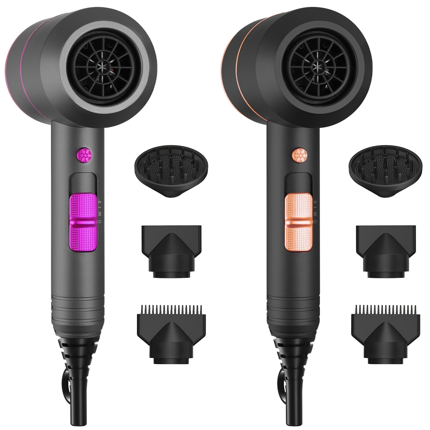 Hair Dryer Portable Compact Hair Blow Dryer With Cool Warm Hot Wind With Diffuser Concentrator Comb Nozzle ALCI Plug Overheat Protection For Women Man Straight Curly Hair