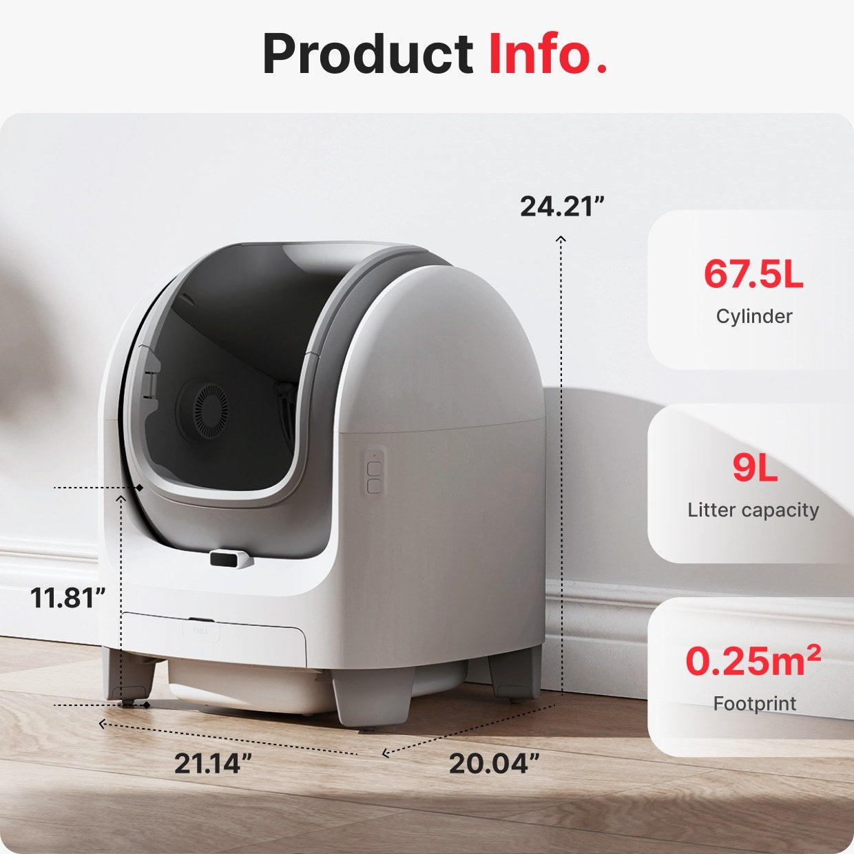 PETMARVEL C1 Large Open Top Smart WiFi Self-Cleaning Litter Box, White