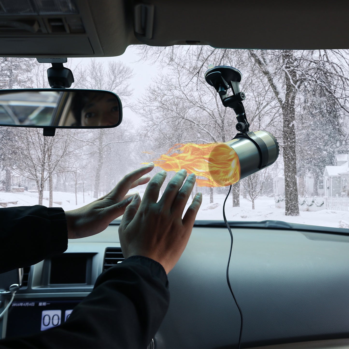 Portable Car Heater 2 In 1 Heating Cooling Fan Rotatable Demister Defroster With 4.92ft Cord
