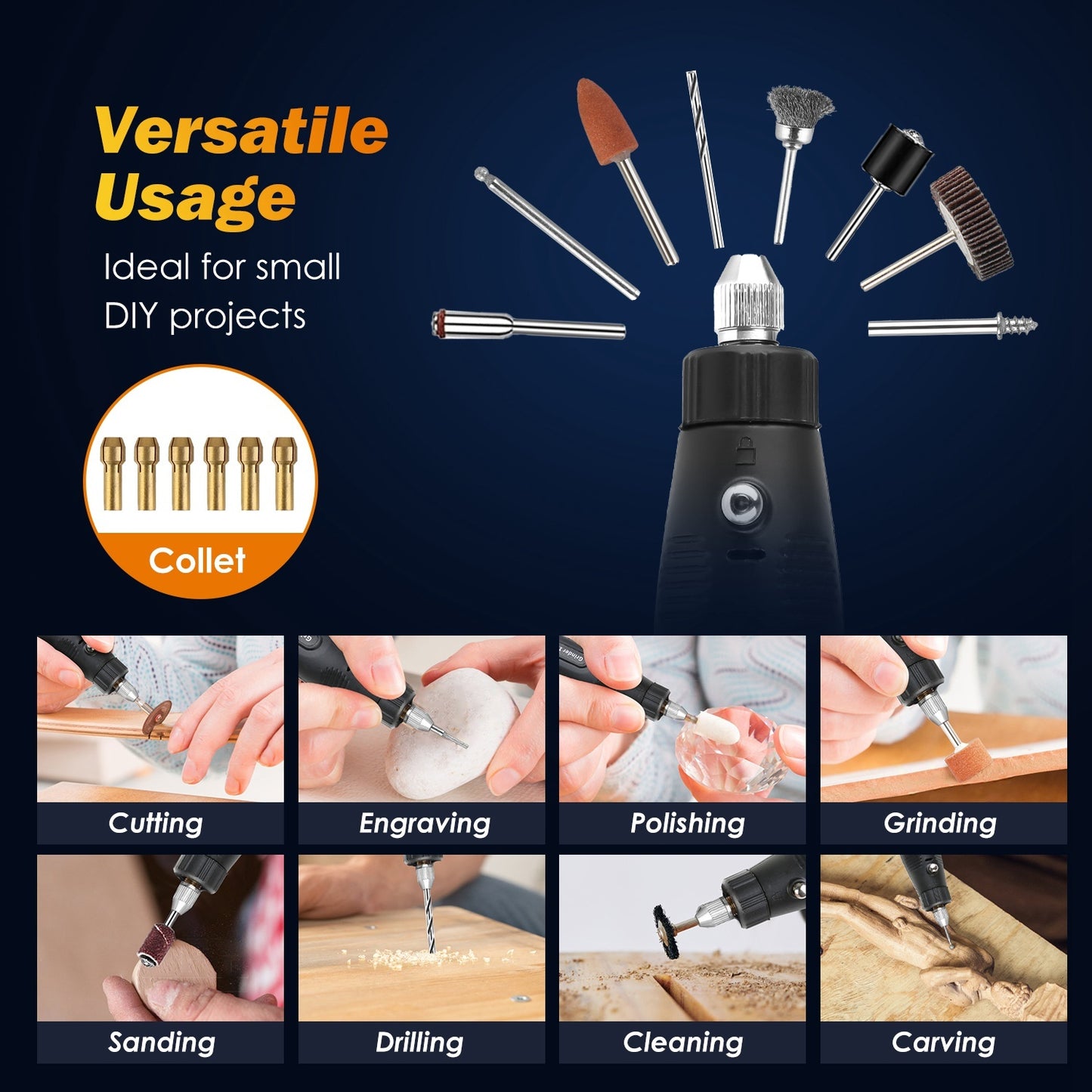 Mini Corded Rotary Power Tool Set Of 186Pcs Electric Detail Sander Grinding Pen Small Drill Kit Engraver With 5 Speeds For Sanding Polishing Drilling Etching Engraving Carving DIY Crafts