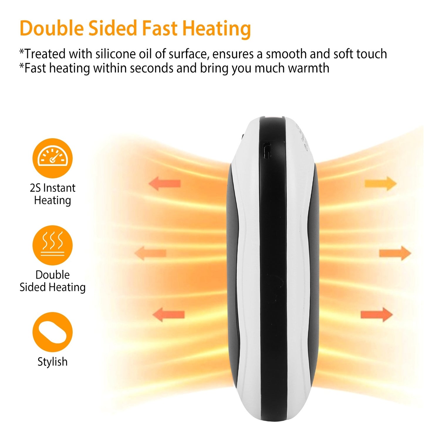 Portable Hand Warmer Power Bank Rechargeable Pocket Warmer Double-Sided Heating With Flashlight 3 Temperature Adjustment