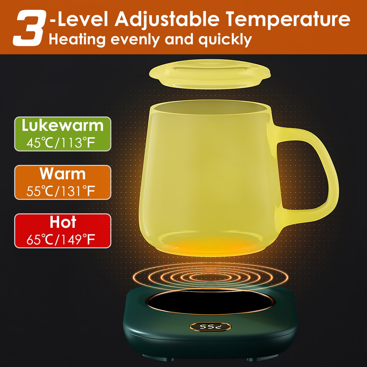 Coffee Mug Warmer For Desk Auto Shut Off USB Tea Milk Beverage Cup Heater Heating Plate For Office Home 3 Temperature Setting