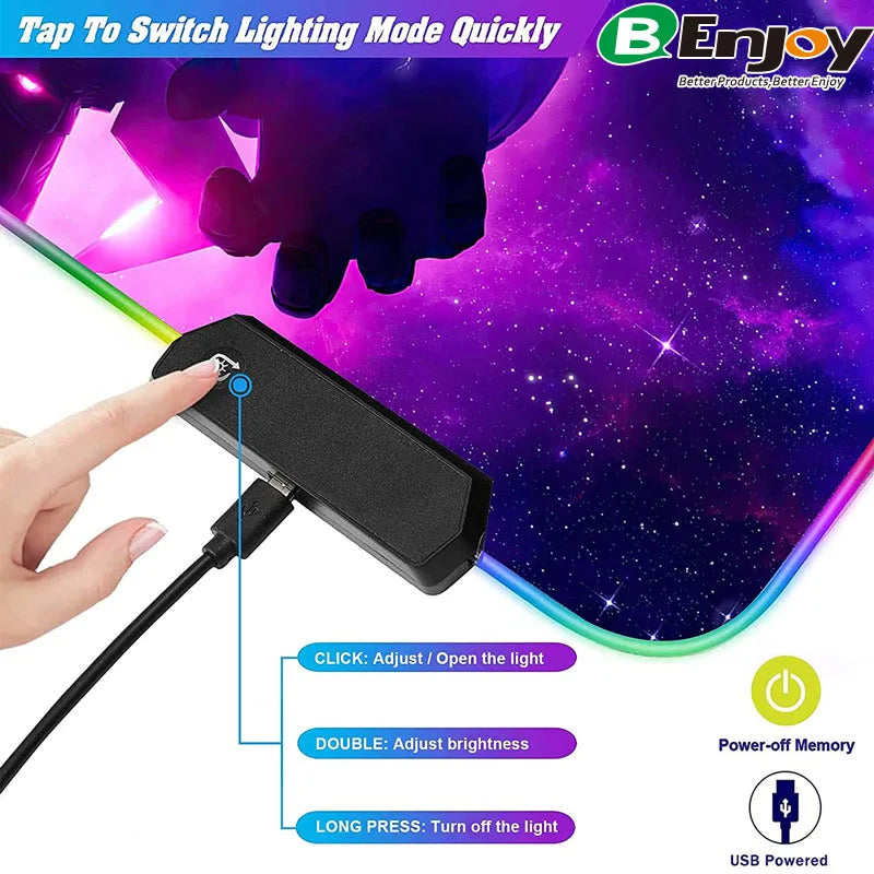 Custom Logo Printed 11-Light Modes RGB LED Gaming Mousepad Waterproof Soft XXL Gamer Large in Stock