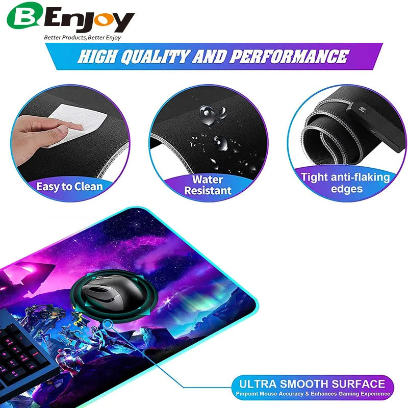 Custom Logo Printed 11-Light Modes RGB LED Gaming Mousepad Waterproof Soft XXL Gamer Large in Stock