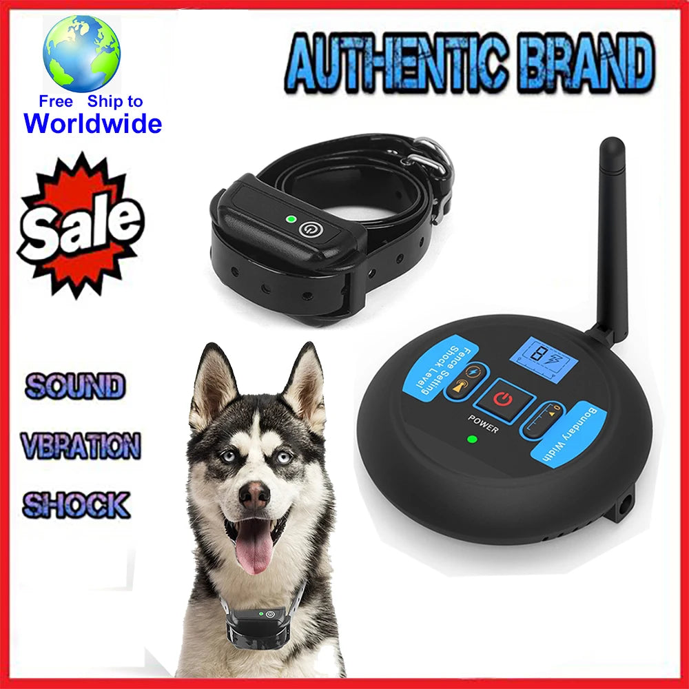 200M Rechargeable Wireless Dog Fence System with IP68 Waterproof Collar and Transmitter, Featuring Beep and Shock Training Modes
