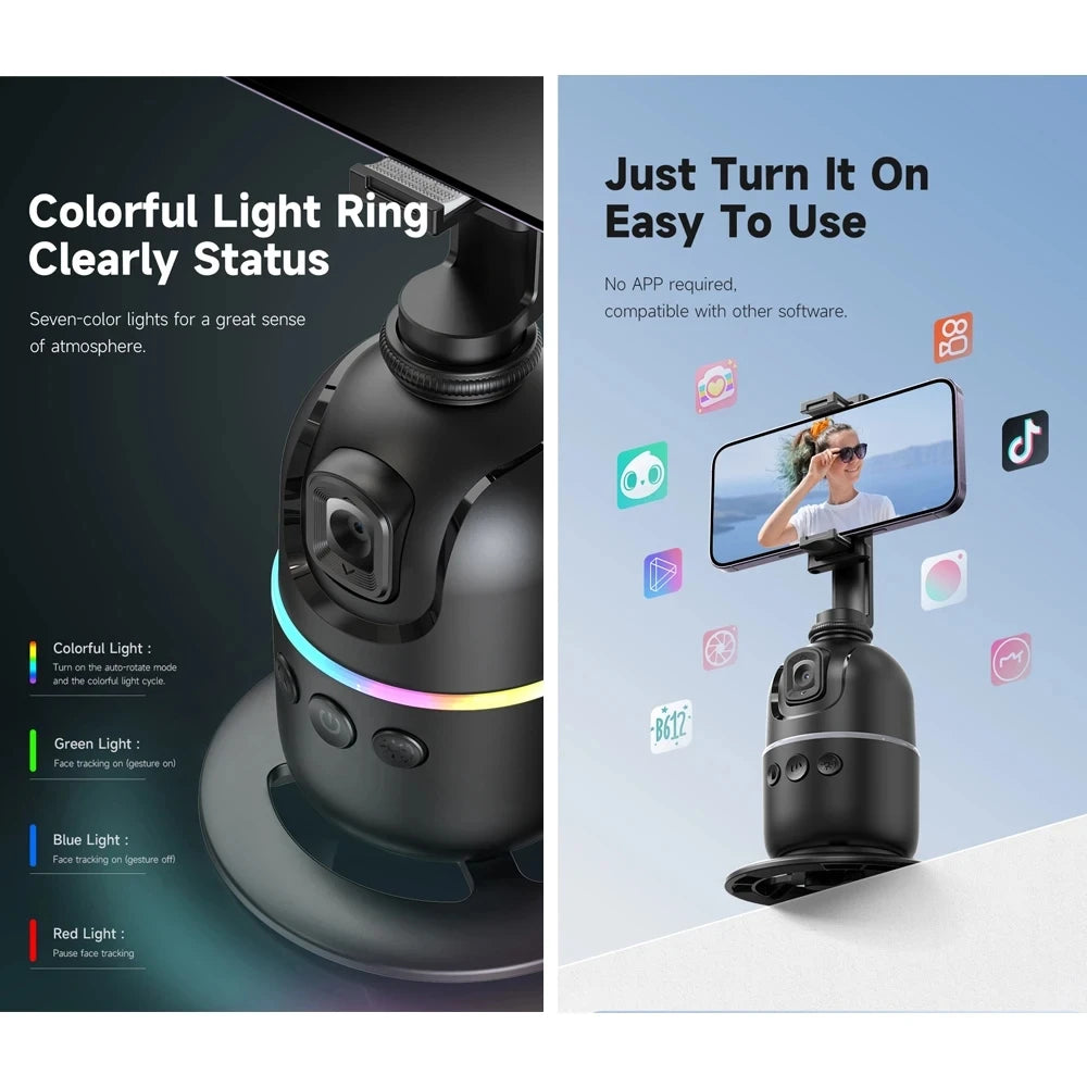 AI P03 Auto Face Tracking Gimbal – 360° Rotation, Phone Stabilizer & Tripod in One for Smooth Video & Vlogging