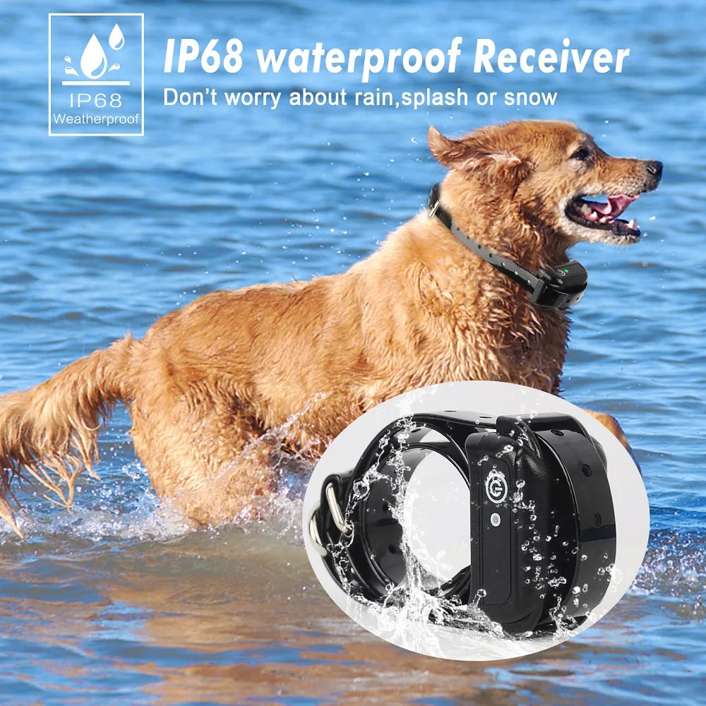 200M Rechargeable Wireless Dog Fence System with IP68 Waterproof Collar and Transmitter, Featuring Beep and Shock Training Modes