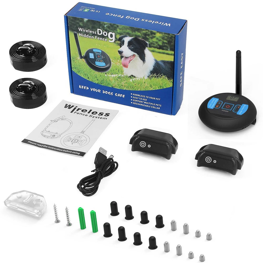 200M Rechargeable Wireless Dog Fence System with IP68 Waterproof Collar and Transmitter, Featuring Beep and Shock Training Modes