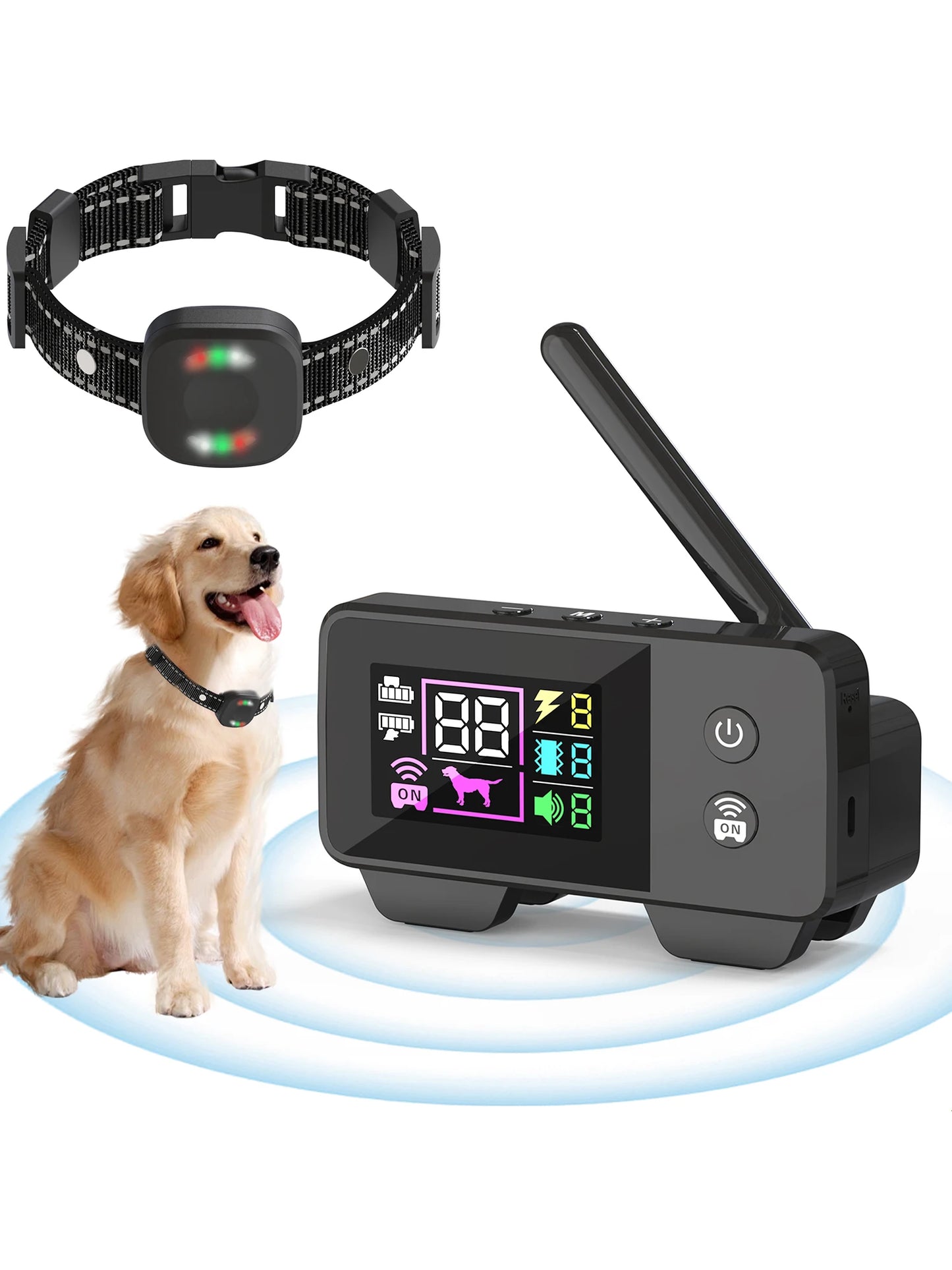 200M Rechargeable Wireless Dog Fence System with IP68 Waterproof Collar and Transmitter, Featuring Beep and Shock Training Modes