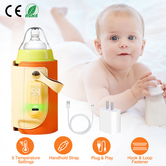 Portable Baby Milk Warmer 5 Temperature Adjustable Handhold Bottle Warmer With Fast Charge Adapter For Outdoor Car Travel