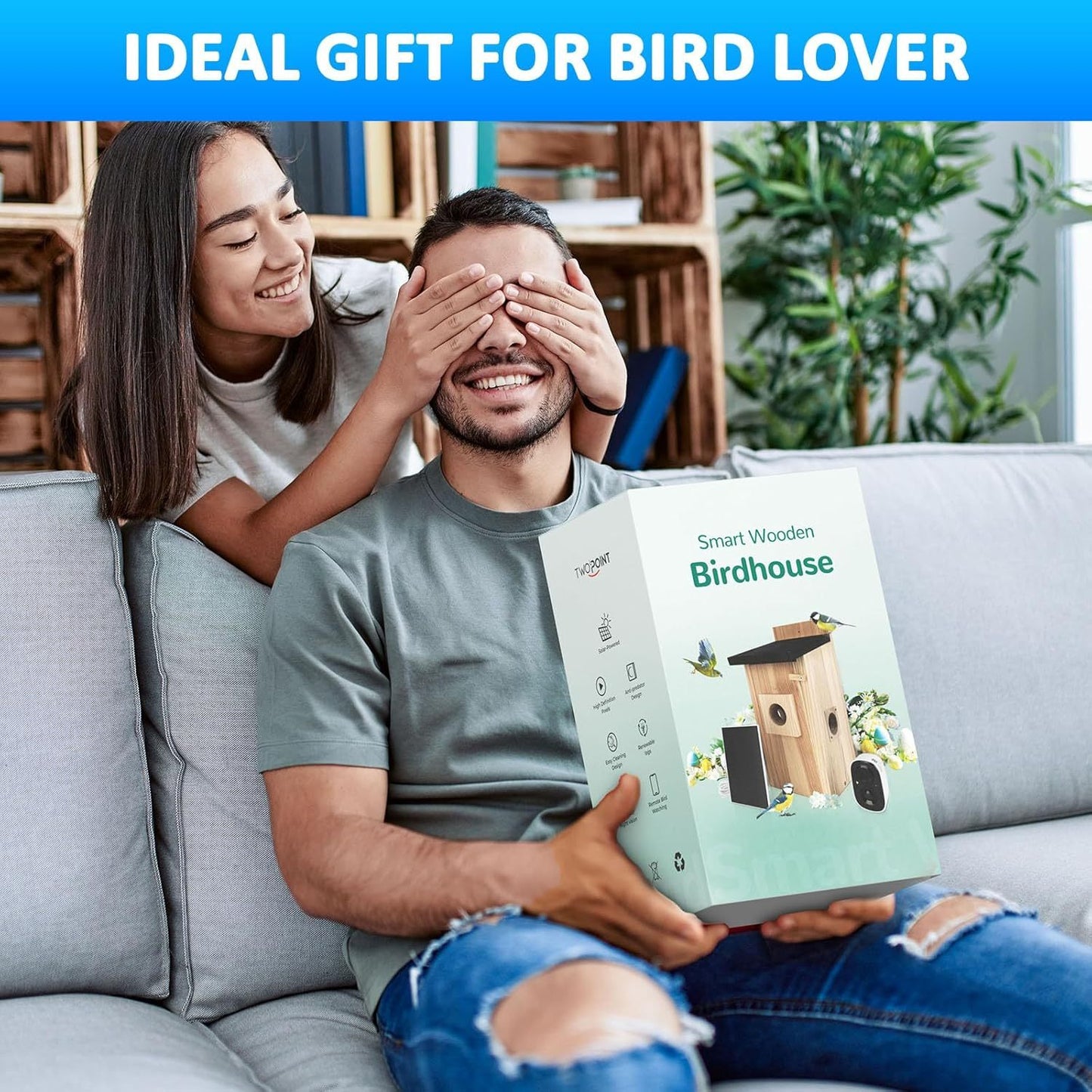 Smart Bird Houses For Outside Solar Powered,4MP Birdhouse Camera For Outdoors, Watch Bird Nesting & Hatching In Real Time, AI Identify Bird Behavior & Create, DIY Ideal Gift