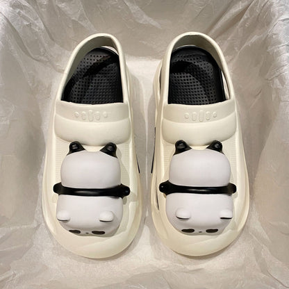 Cute Slipper With Panda Lamp Summer Sandales Femme Light Funny Woman Slippers Shoes Women
