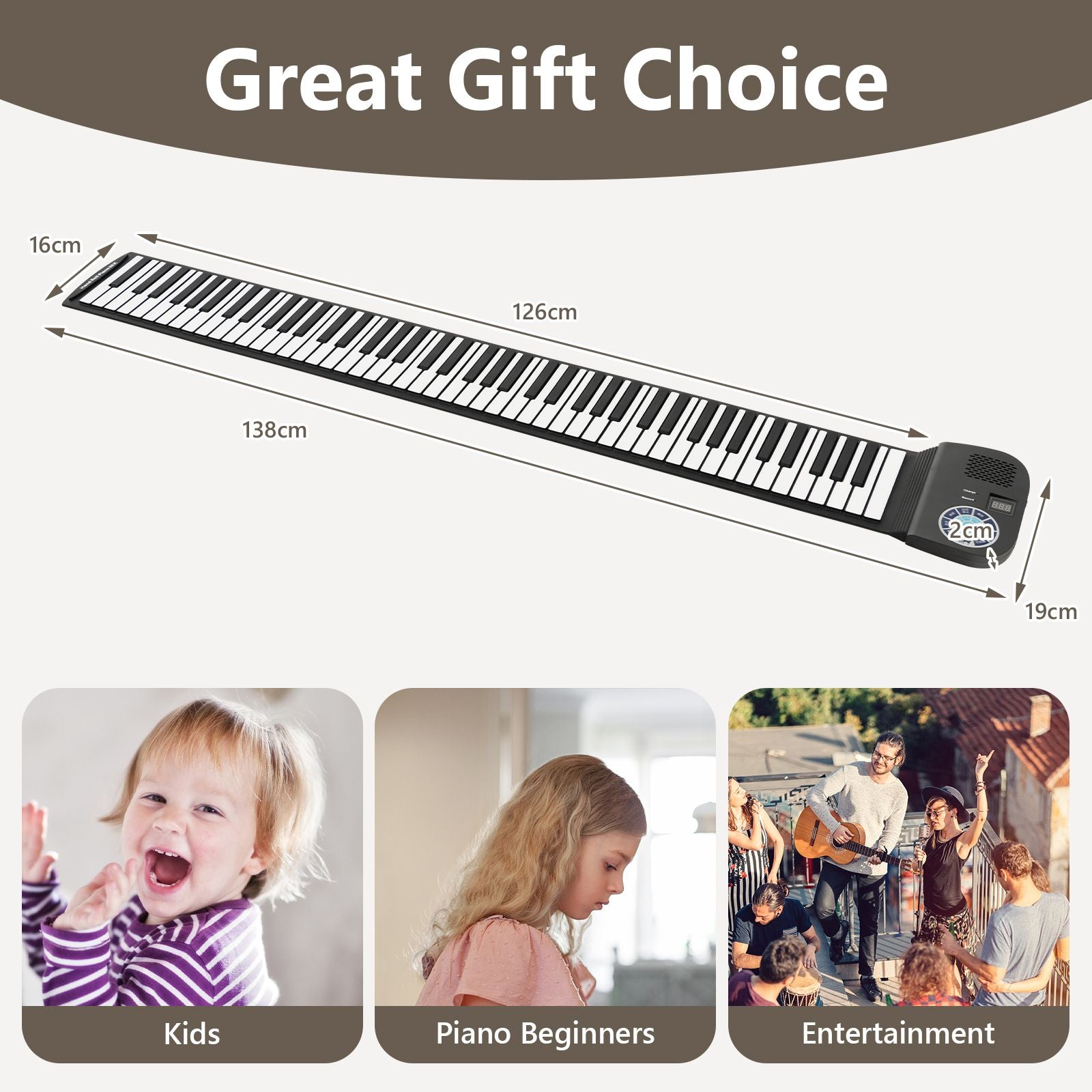 Portable 88-Key Roll up Electronic Piano for Kids and Beginners