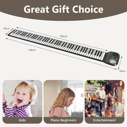 Portable 88-Key Roll up Electronic Piano for Kids and Beginners