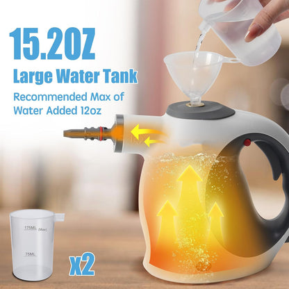 Handheld Steam Cleaner With Safety Lock, 500 Ml Large Water Tank 12 Piece Accessory Set Deep Cleaning Multiple Surfaces For Kitchen, Bathroom, Car,  OffWhite