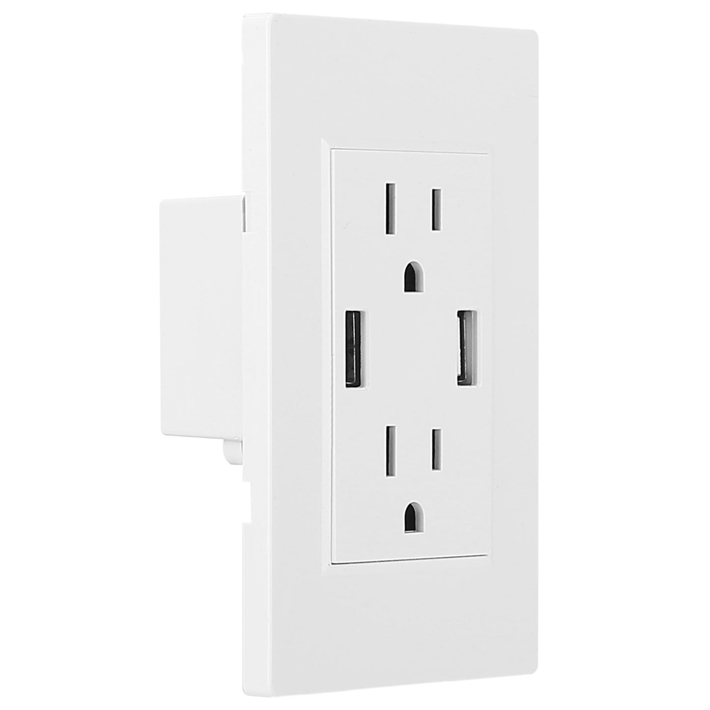 Black-White Color Options -- 1Pc USB Wall Outlet Dual 2.4A USB Wall Charger High Speed Duplex Wall Socket US Standard