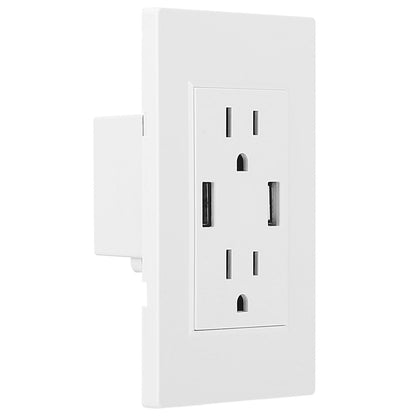 Black-White Color Options -- 1Pc USB Wall Outlet Dual 2.4A USB Wall Charger High Speed Duplex Wall Socket US Standard