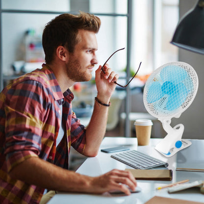 Clip On Fan 2 Speeds Quiet Clamp Fan Adjustable Tilt Auto Shaking Fan Wall Mount Personal Fan For Desk Office Home Baby Strollers Table Tops With 3.94FT Cord