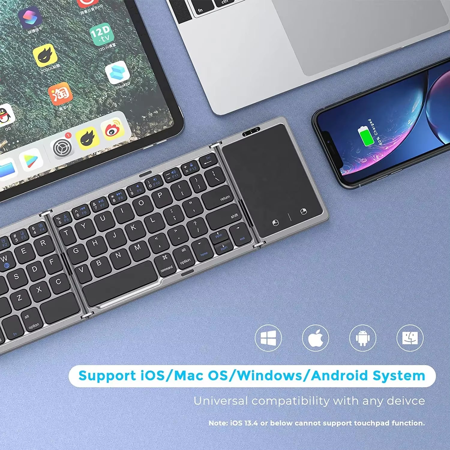 Rechargeable Battery Touchpad IOS Android Windows Mac OS Mini Portable Wireless Foldable Keyboard for Phone PC