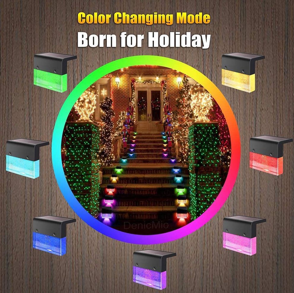 Outdoor Solar RGB LED Fence & Stair Lights – Waterproof