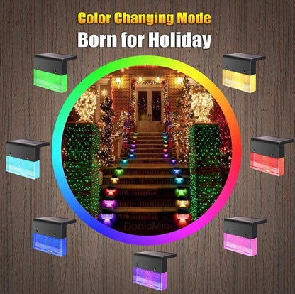 Outdoor Solar RGB LED Fence & Stair Lights – Waterproof