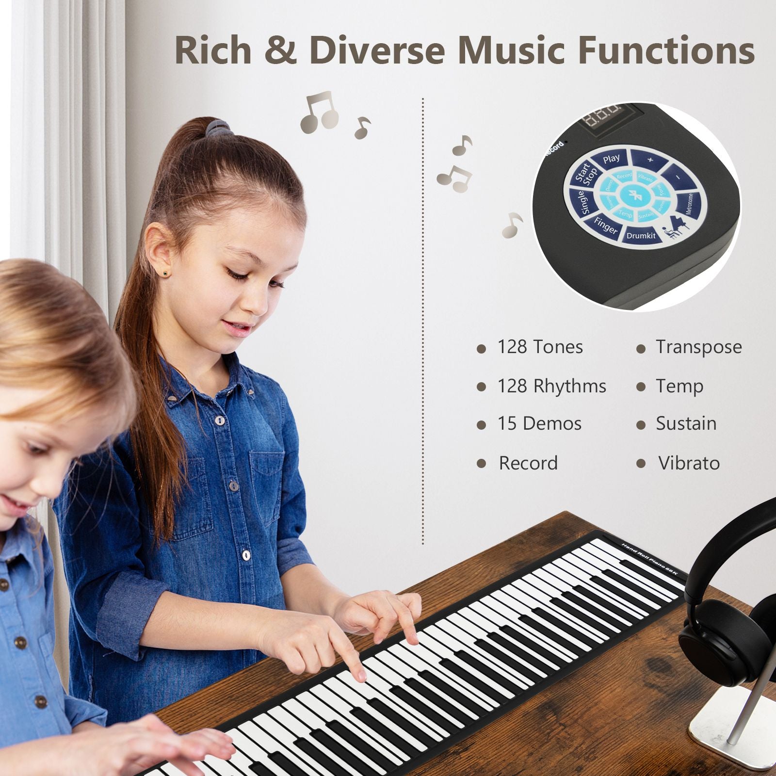 Portable 88-Key Roll up Electronic Piano for Kids and Beginners
