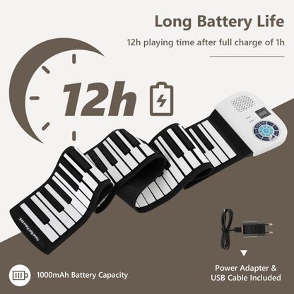 Portable 88-Key Roll up Electronic Piano for Kids and Beginners