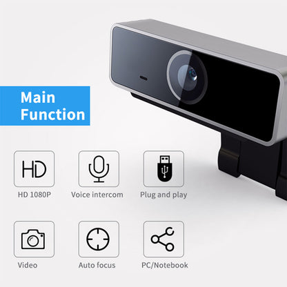 FHD 1080P Webcam USB PC Computer Webcam Auto Focus With Microphone 60-Degree Widescreen Desktop Laptop Webcam Live Streaming Webcam With Rotatable Clip For Live Broadcast Video Calling Conferencin