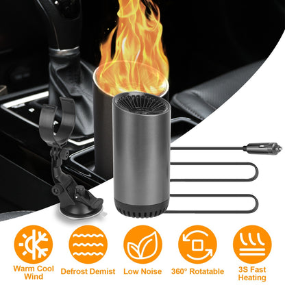 Portable Car Heater 2 In 1 Heating Cooling Fan Rotatable Demister Defroster With 4.92ft Cord
