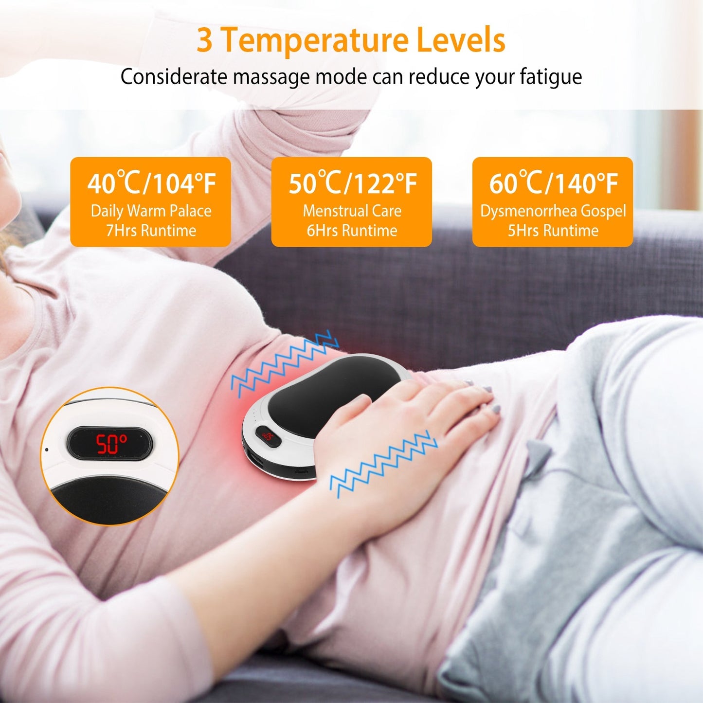 Portable Hand Warmer Power Bank Rechargeable Pocket Warmer Double-Sided Heating With Flashlight 3 Temperature Adjustment