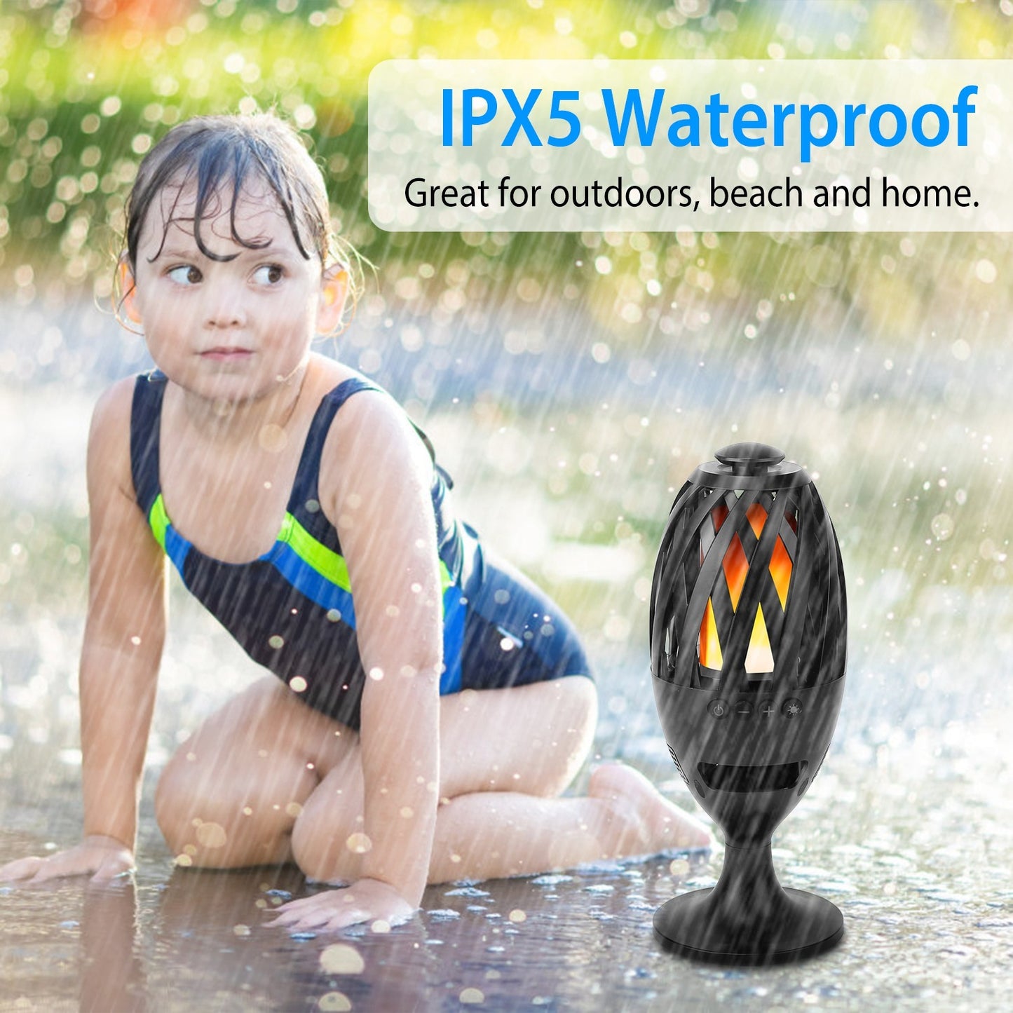 LED Flame Speakers Torch Wireless Speaker Waterproof Stereo Bass Speaker Outdoor Light-Up Speaker Atmosphere LED Flickers Night Light Patio Stake Lights Lantern For Party Camping