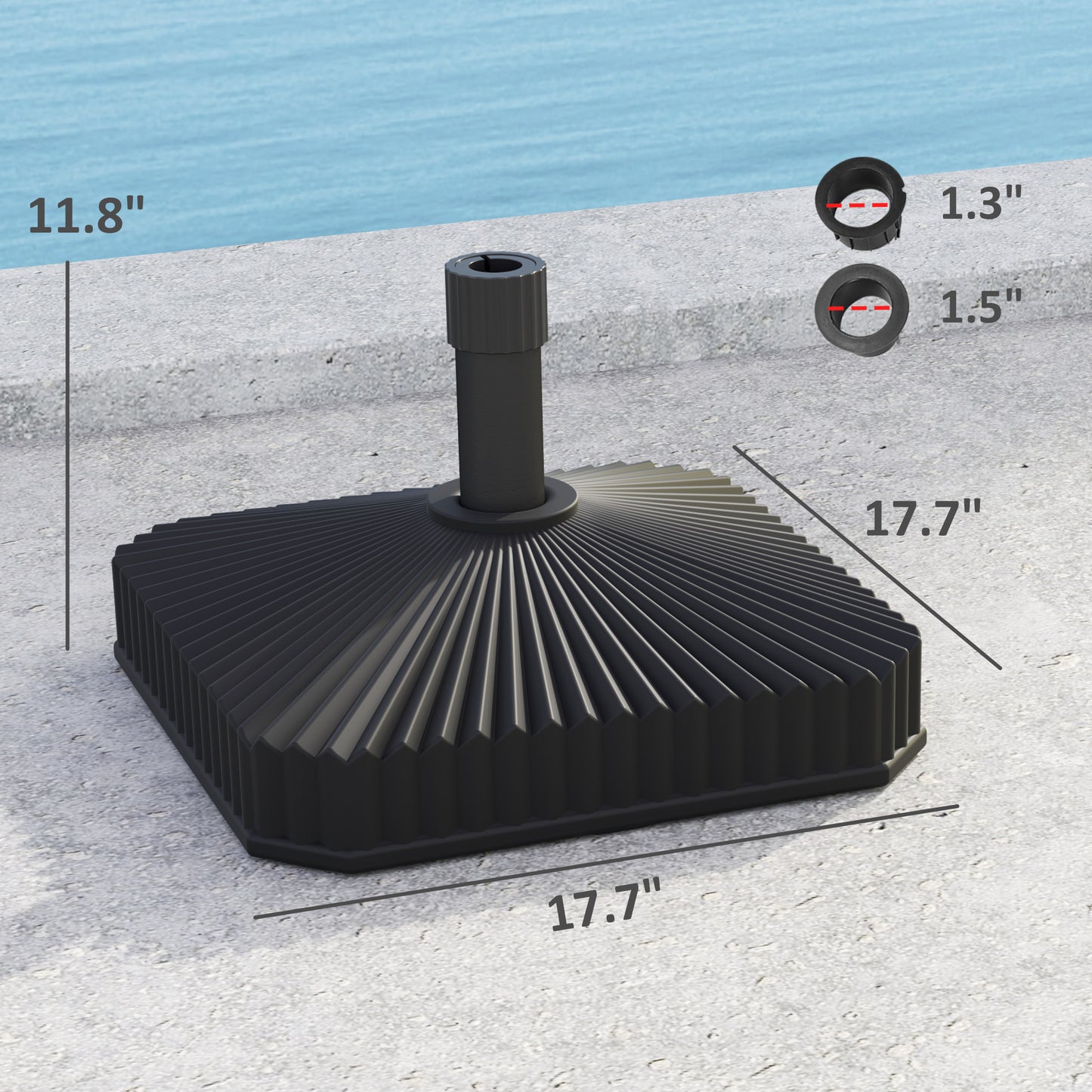 Square Patio Umbrella Base Holder, Heavy Duty Outdoor Umbrella Stand Base, Filled Up To 42lbs With Stand Or 33lbs With Water For Garden, Poolside, Black