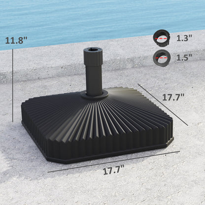 Square Patio Umbrella Base Holder, Heavy Duty Outdoor Umbrella Stand Base, Filled Up To 42lbs With Stand Or 33lbs With Water For Garden, Poolside, Black