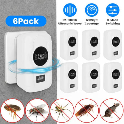 Ultrasonic Insect Repellent - Dual Sound-Wave Tech, 3-Mode Switch, 32 - 120kHz Frequencies, Ideal For Full Home Coverage, Safe For Home With Kids - Plug-in Indoor Bug & Rodent Repeller