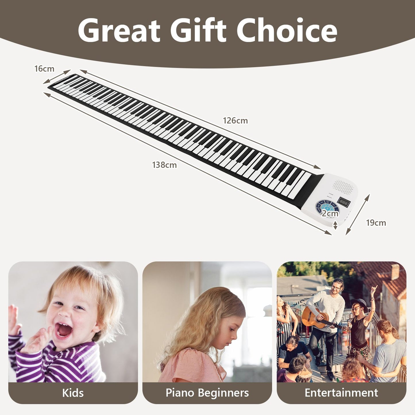 Portable 88-Key Roll up Electronic Piano for Kids and Beginners