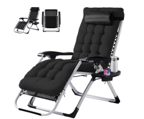 Zero Gravity Chair, Reclining Camping Lounge Chair For Indoor, Reclining Patio Chairs With Cup Holder Trays And Removable Cushion