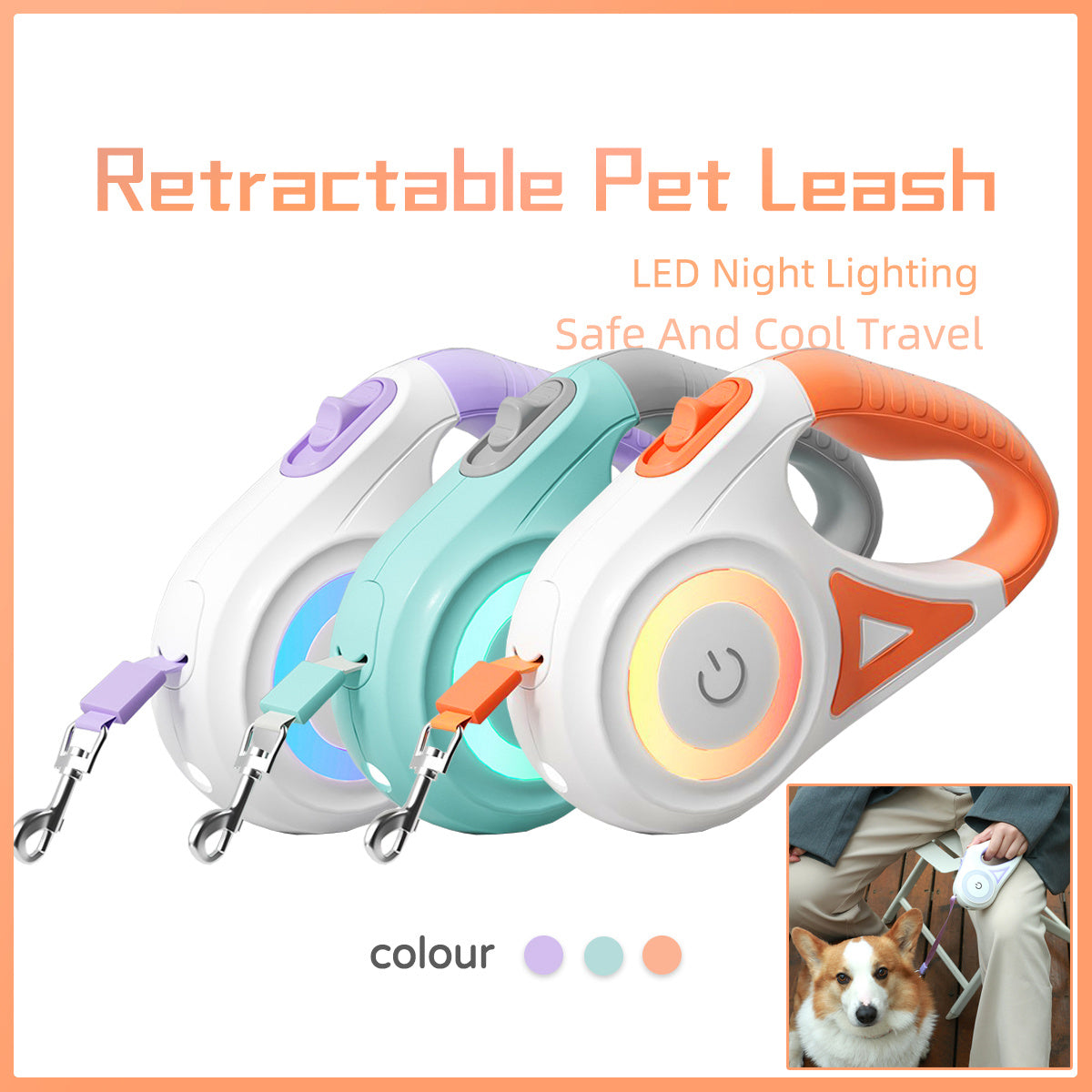 2-in-1 Retractable Dog Leash and Collar – Durable Pet Traction Rope for Dogs & Cats