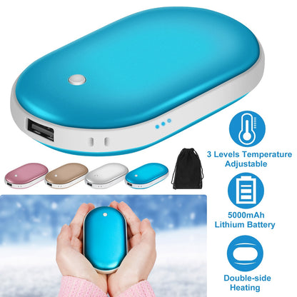 Portable Hand Warmer 5000mAh Power Bank Rechargeable Pocket Warmer Double-Sided Heating Handwarmer
