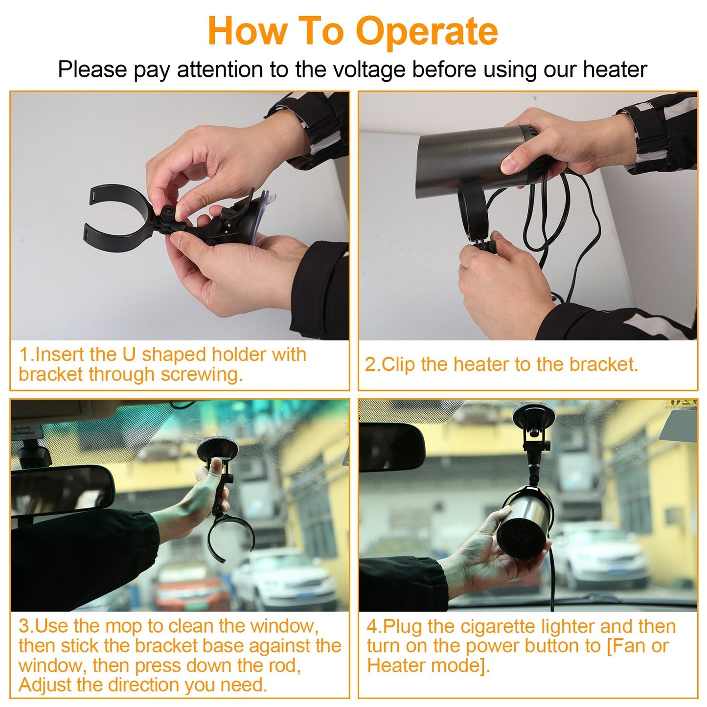Portable Car Heater 2 In 1 Heating Cooling Fan Rotatable Demister Defroster With 4.92ft Cord