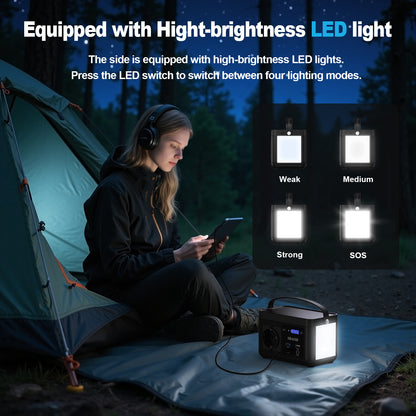 Portable Power Station,120W 88.8Wh Lithium Battery Solar Generator Quick Charge 230V AC Outlets DC Ports And LED Flashlight,Solar Panel Is Not Included