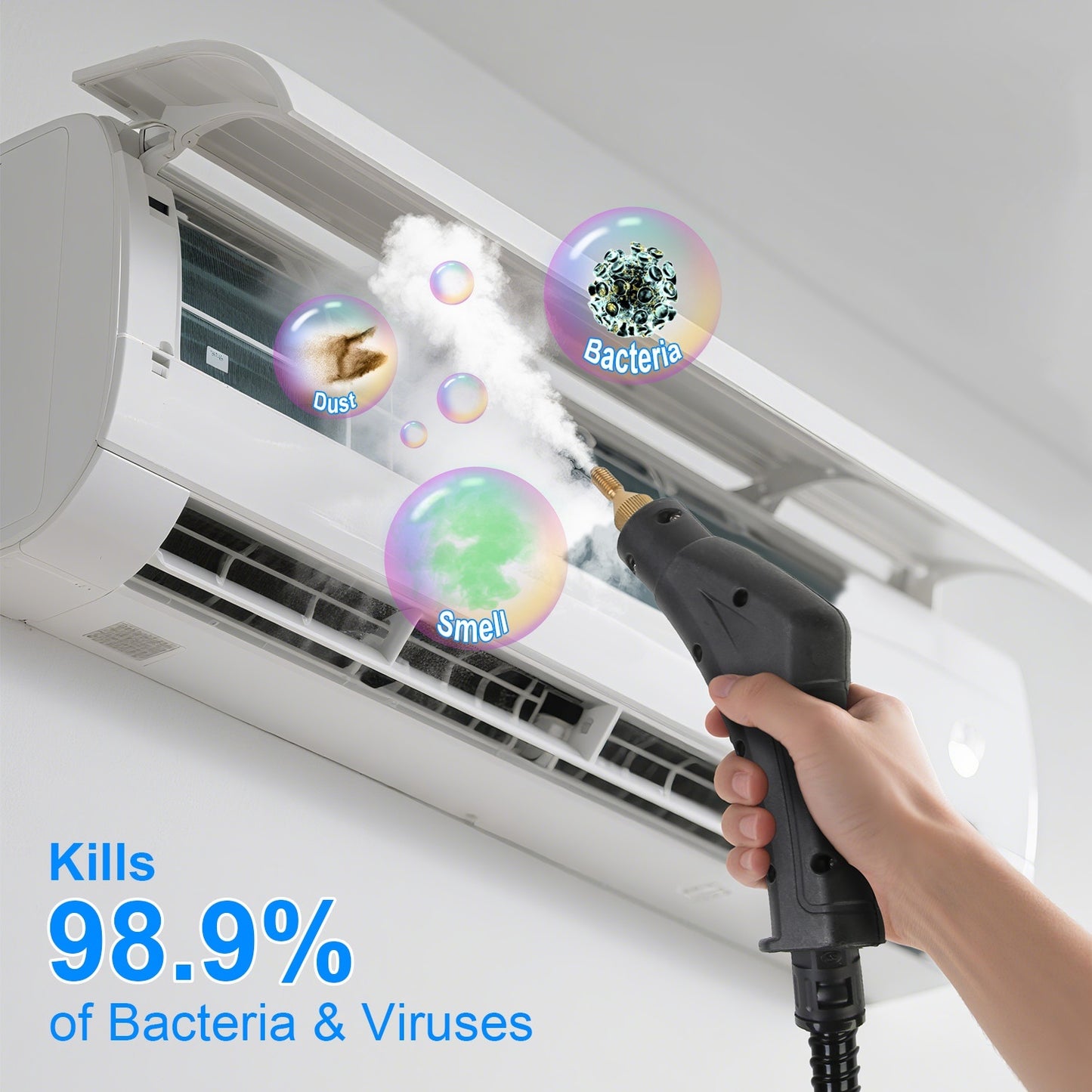 Handheld High Temperature And Pressure Steamer Cleaner With 1400ML Tank 9 Accessories 6 Steam Levels For Dirt Grease Grout Tile Floor Couch Car