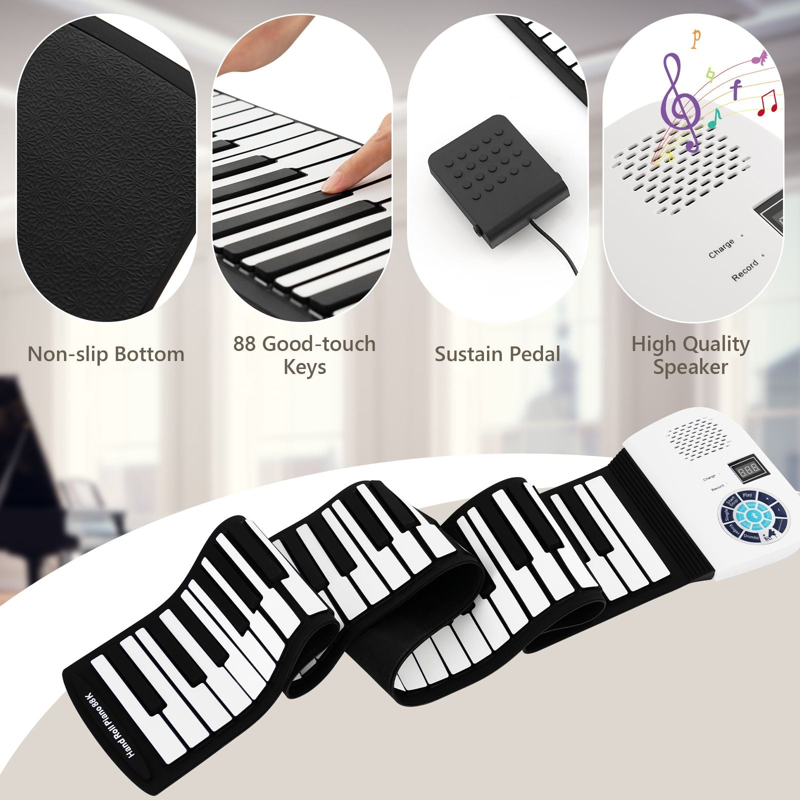 Portable 88-Key Roll up Electronic Piano for Kids and Beginners