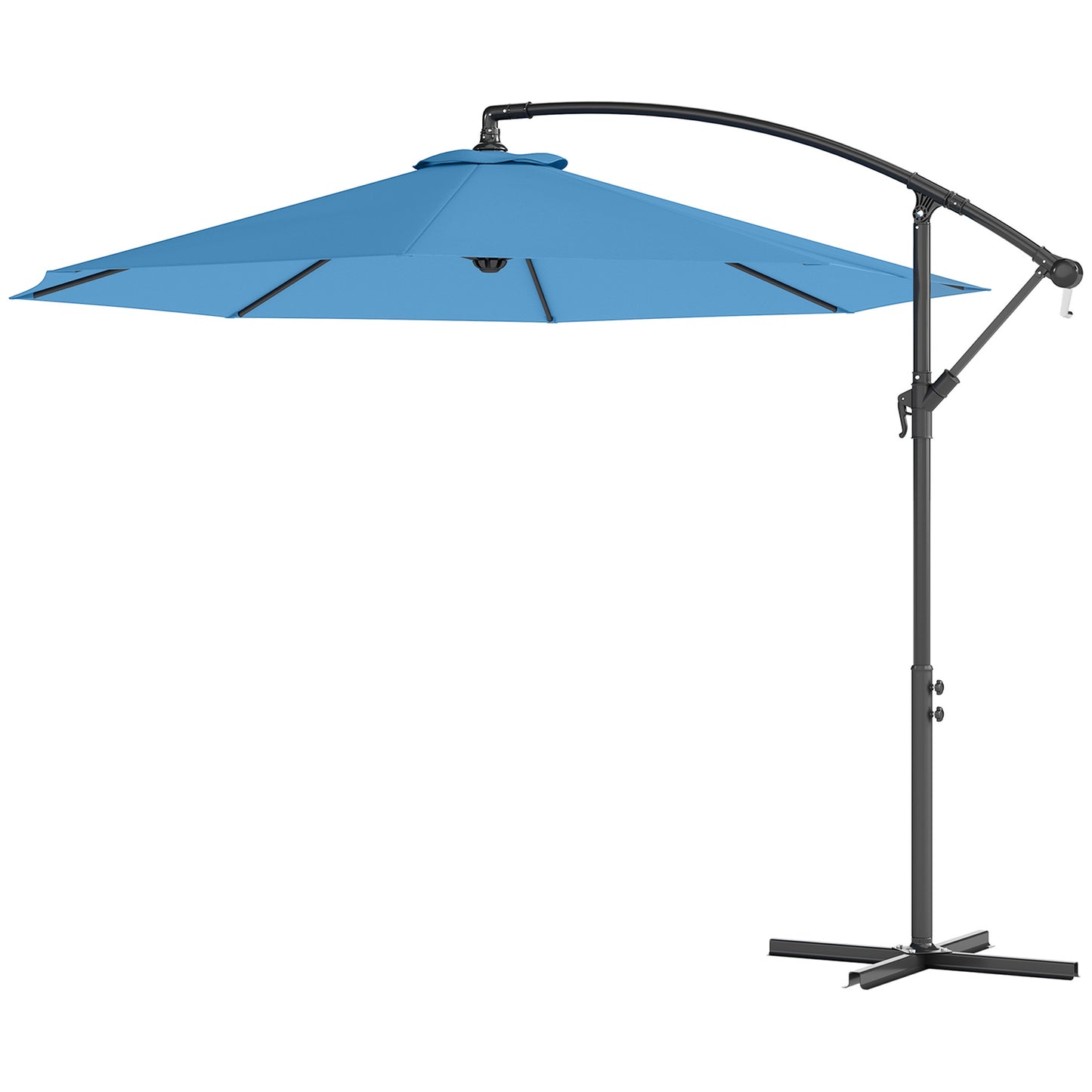 Cantilever Tilt Offset Patio Umbrella W UV & Water Safe Material & Cross Base Weight Not Included, Blue