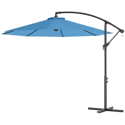 Cantilever Tilt Offset Patio Umbrella W UV & Water Safe Material & Cross Base Weight Not Included, Blue