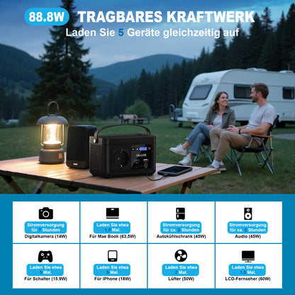Portable Power Station,120W 88.8Wh Lithium Battery Solar Generator Quick Charge 230V AC Outlets DC Ports And LED Flashlight,Solar Panel Is Not Included