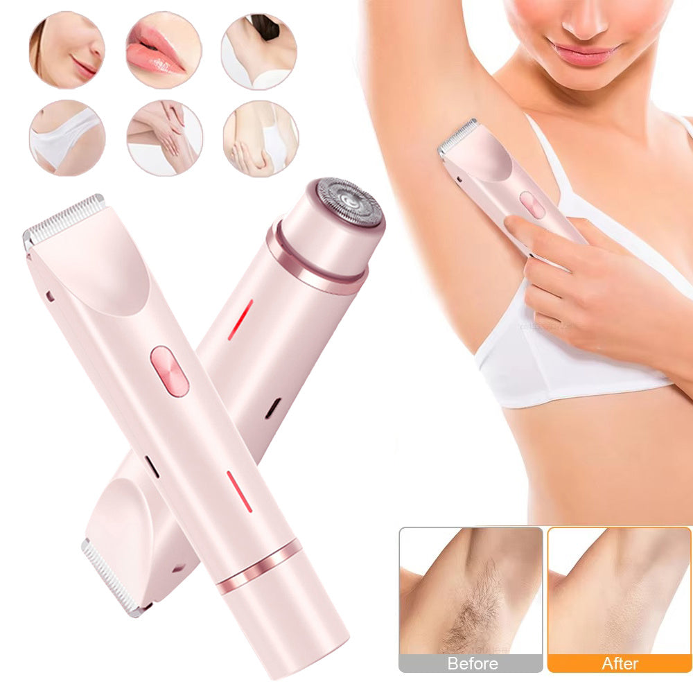 Hair Remover Women's Double Head Shaver Private Pubic Hair Trimmer Electric Razor Wet Dry Electric Body Hair