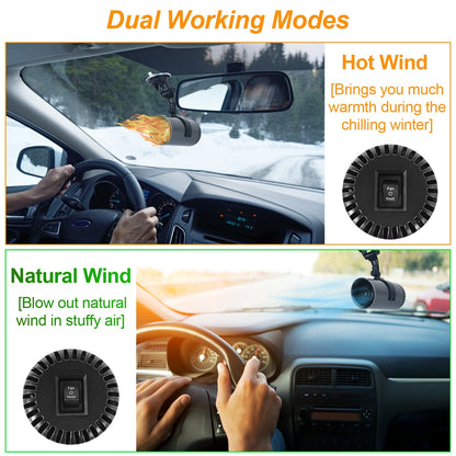Portable Car Heater 2 In 1 Heating Cooling Fan Rotatable Demister Defroster With 4.92ft Cord