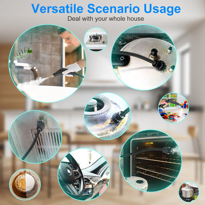 Handheld High Temperature And Pressure Steamer Cleaner With 1400ML Tank 9 Accessories 6 Steam Levels For Dirt Grease Grout Tile Floor Couch Car