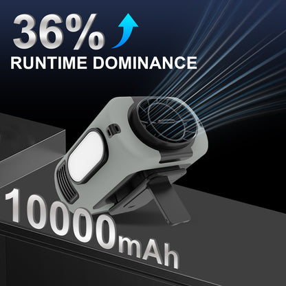 Portable Waist Fan, Clip On Wearable Belt Personal Fan, Rechargeable Battery Powered, With 5 Speed Levels And A Flashlight, Suitable For Outdoor Camping And Traveling Gray